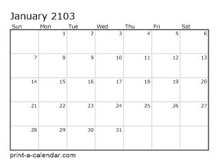 2103 Printable Monthly Calendar