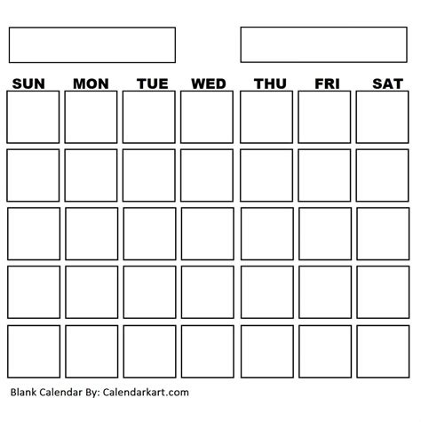 Free Printable Blank Calendar Templates - CalendarKart