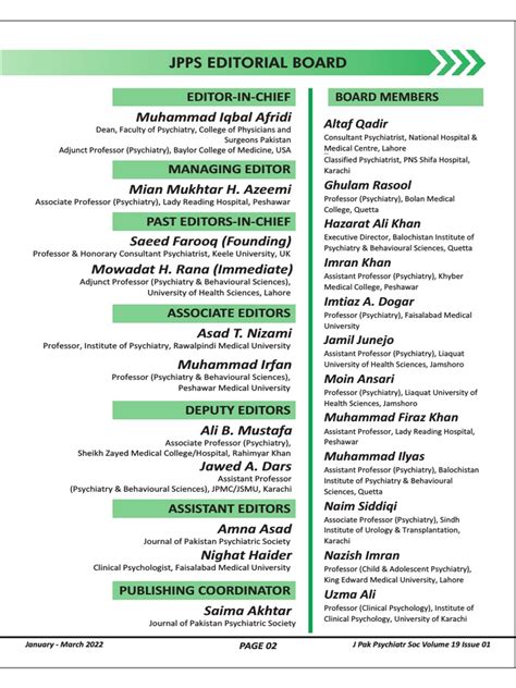 Editorial Board Page 2 | PDF | Psychiatry | Health Sciences