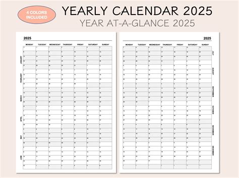 At A Glance Monthly Calendar 2025 - Sana Ruby