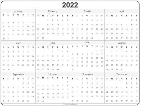 2022 One Page Calendar Printable 6 Templates Free Printable | Porn Sex ...