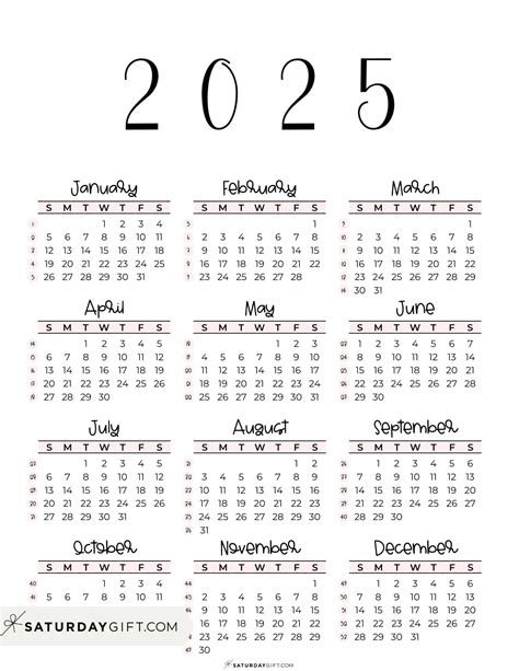 2025 calendar printable cute free 2025 yearly calendar templates – Artofit