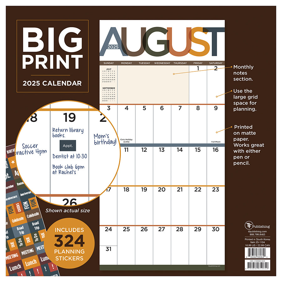 **FINAL SALE** 2025 Big Print Wall Calendar | TF Publishing | Calendars ...