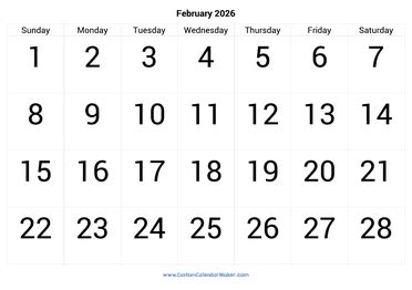 February 2026 Printable Calendar (23 Free Templates + PDF) | Custom ...
