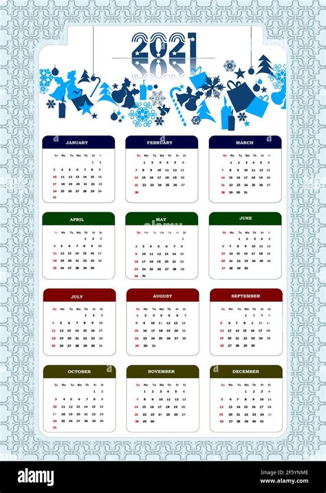 2021 calendar. Can be used as organizer. Color vector illustration ...