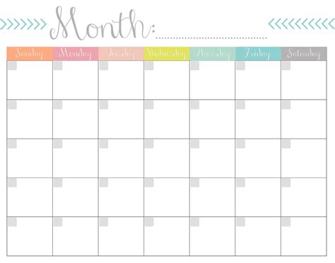 Blank Calendar Template - Excel Templates - Excel Templates