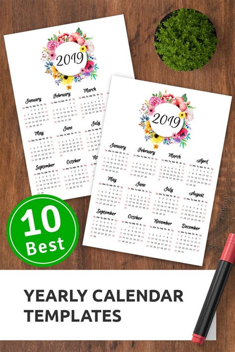 Yearly calendar templates | Yearly calendar template, Free calendar ...