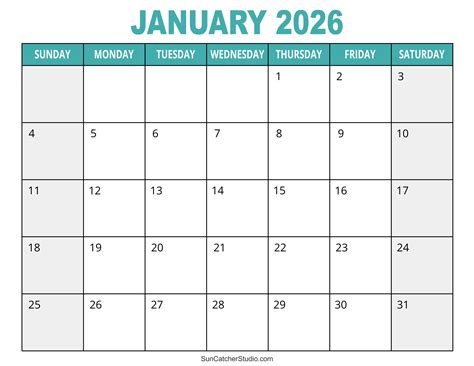 January 2026 Calendar (Free Printable) – DIY Projects, Patterns ...