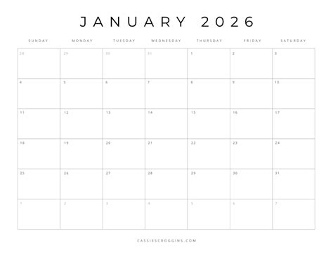 Free Printable 2026 Blank Calendar Templates (All 12 Months)