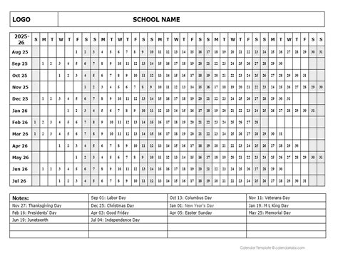 2025 One Page School Calendar Aug - Free Printable Templates