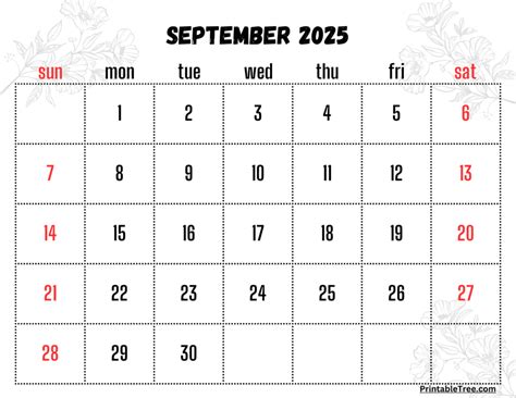 September 2025 Calendar Printable PDF Template with Holidays