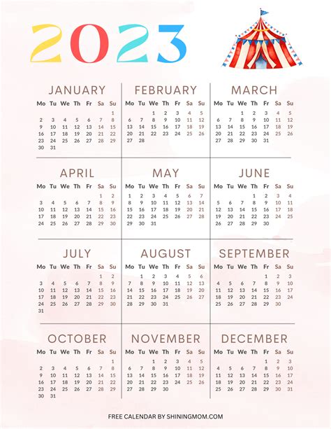 2023 Monday Calendar – Pretty Free Printables!