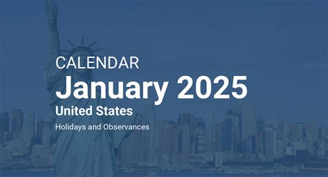 January 2025 Calendar – United States