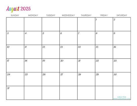 2025 Summer Calendar Dates Printables For - Aile Stephine