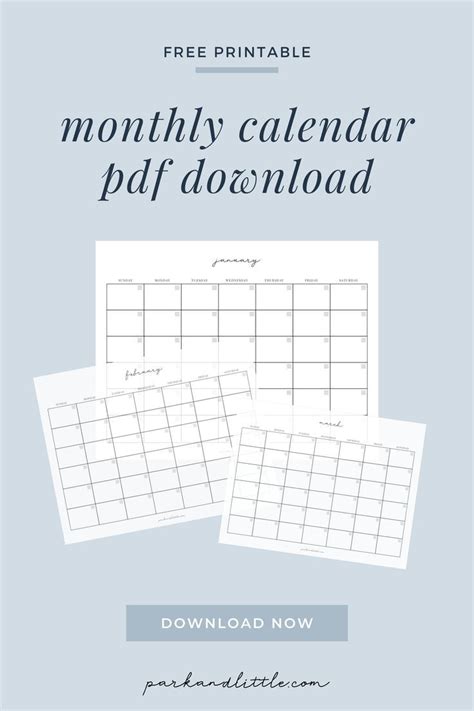Free monthly calendar printable pdf download – Artofit
