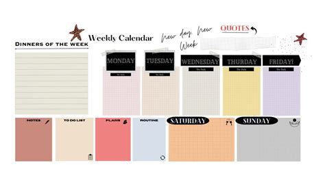 Printable Aesthetic Calendar weekly - Etsy