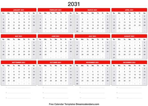 2031 Calendar