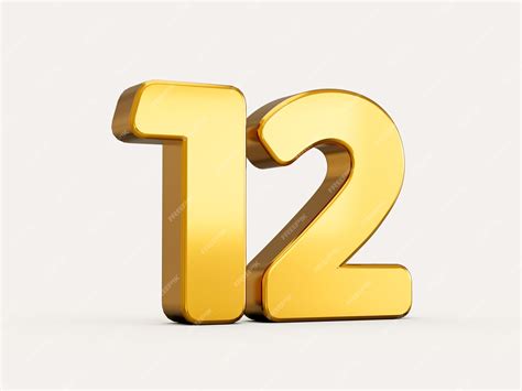 Premium Photo | 3d illustration of golden number 12 or twelve isolated ...