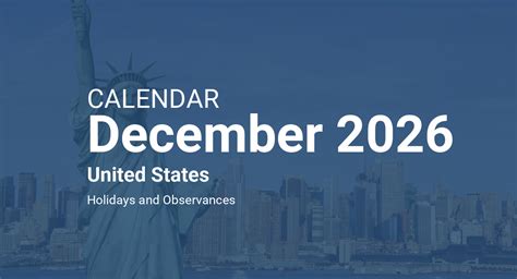 December 2026 Calendar – United States