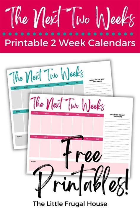 Free Printable 2 Week Calendar Template - The Little Frugal House