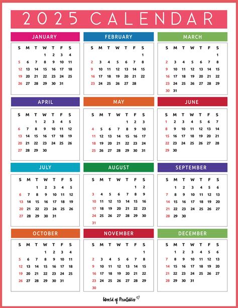 Printable Yearly Calendar 2025 Free | Printable Calendar