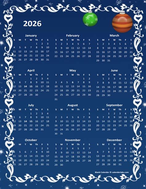 2026 Yearly Calendar Design Template - Free Printable Templates