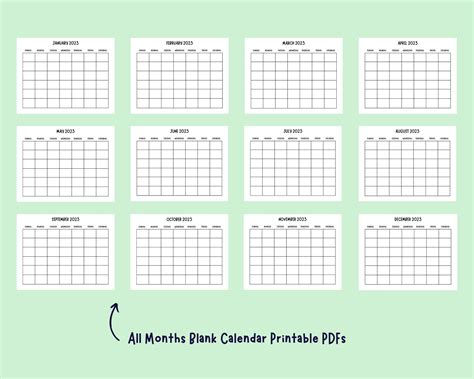 Monthly Blank Calendar Simple Calendar Free Printable - Etsy