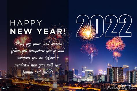 Happy New Year 2022 Greeting Cards With Fireworks