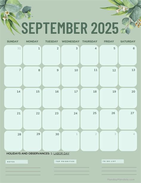 September 2025 Calendar (52 Free PDF Printables)