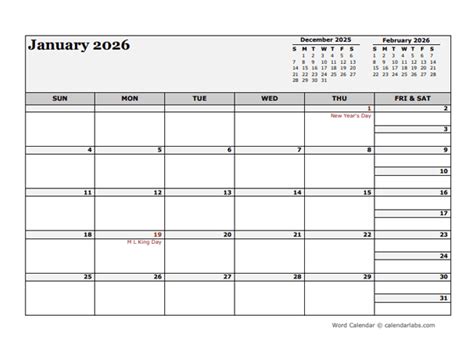2026 Monthly Planner Template Microsoft Word - Free Printable Templates