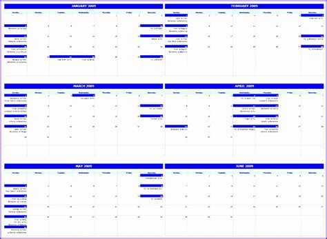 9 Monthly Excel Calendar Template - Excel Templates