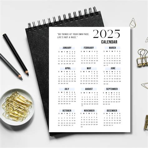 2025 Printable Calendar, Simple Planner, 2025 Minimalist Calendar ...