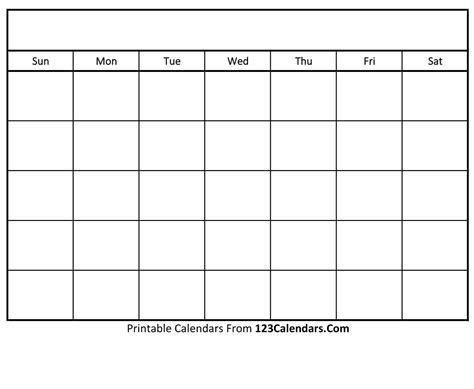 Blank Month Calendar Printable