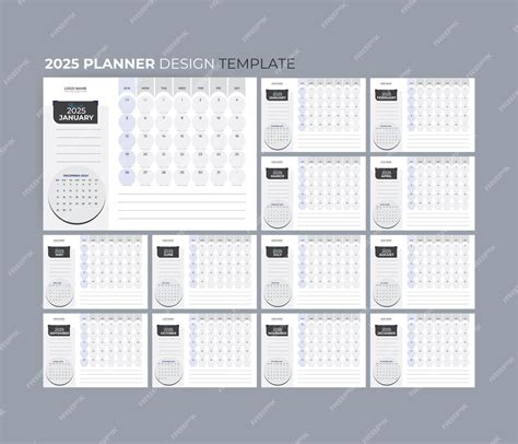 Premium Vector | Calendar Planner Design Template 2025