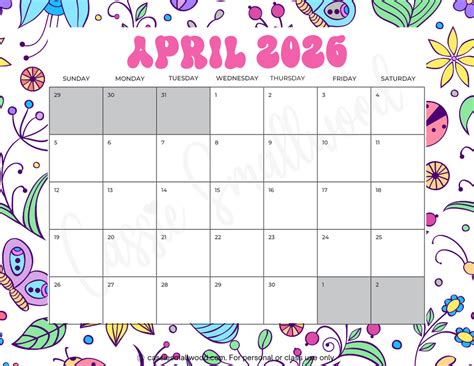 Printable 2026 Monthly Calendar – Cassie Smallwood