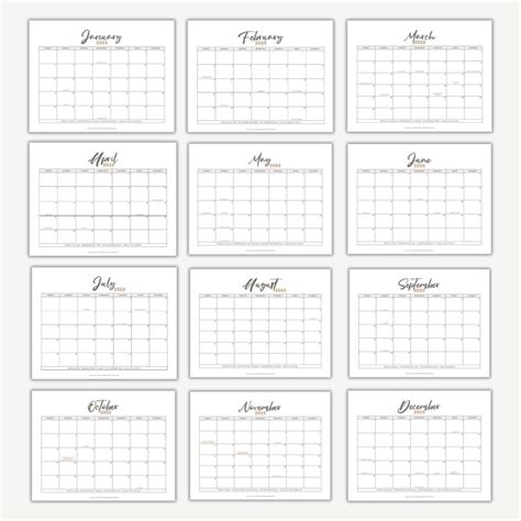2025 Calendar Printable PDF 2025 Monthly Bundle Calendar Printable Year ...