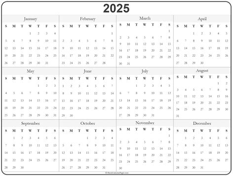 2025 Calendar Free Printable Yearly - Briana Roobbie