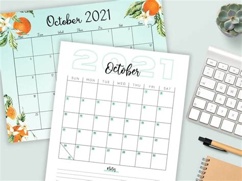 October 2021 Calendars - 8 Free Printable Designs to Choose From!