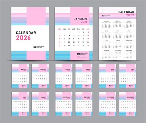Calendar 2026 template set and 2027 year pastel concept, wall calendar ...