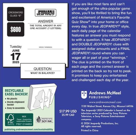 2025 Jeopardy! Day-to-Day Calendar by Sony | Barnes & Noble®