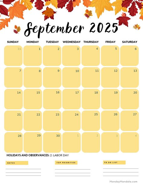 September 2025 Calendar Printable Word - 2025 Blank Calendar: Download ...