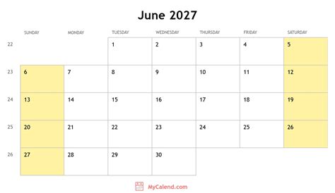 June 2027 calendar with holidays - monthly printable calendar