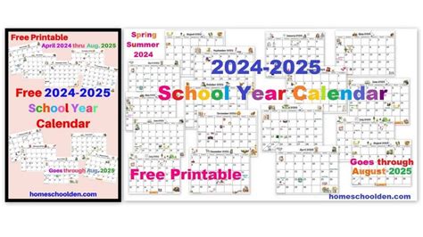 Free 2024-2025 Calendar Printable - Homeschool Den
