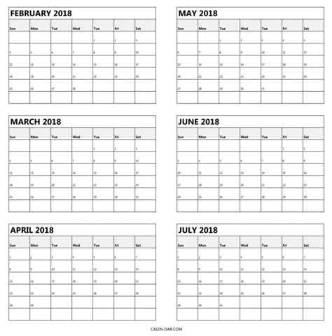 6 Month Printable Calendar - Good calendar idea
