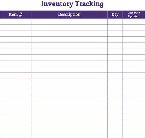 Free Printable Inventory Sheets Template - Printable Templates