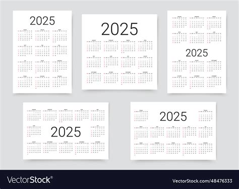 2025 year calendar layout grid of planner Vector Image