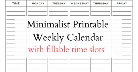Printable Weekly Calendar With Time Slots