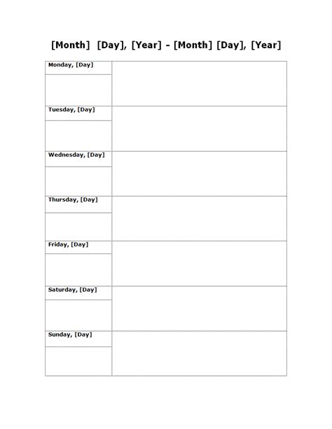 Blank One Week Calendar Printable - Jayne Murielle
