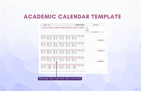 Academic Calendar Template in Excel, Google Sheets - Download ...