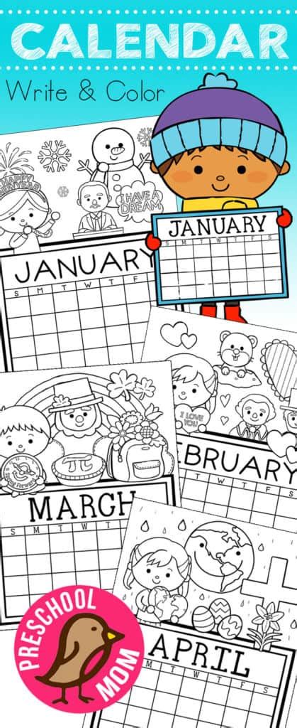 Preschool Monthly Calendar Printables - Preschool Mom
